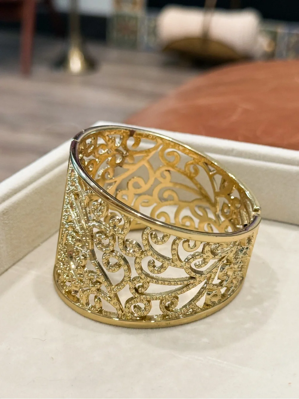 Express Gold-Tone Filigree Wide Cuff Bracelet Y2K Statement